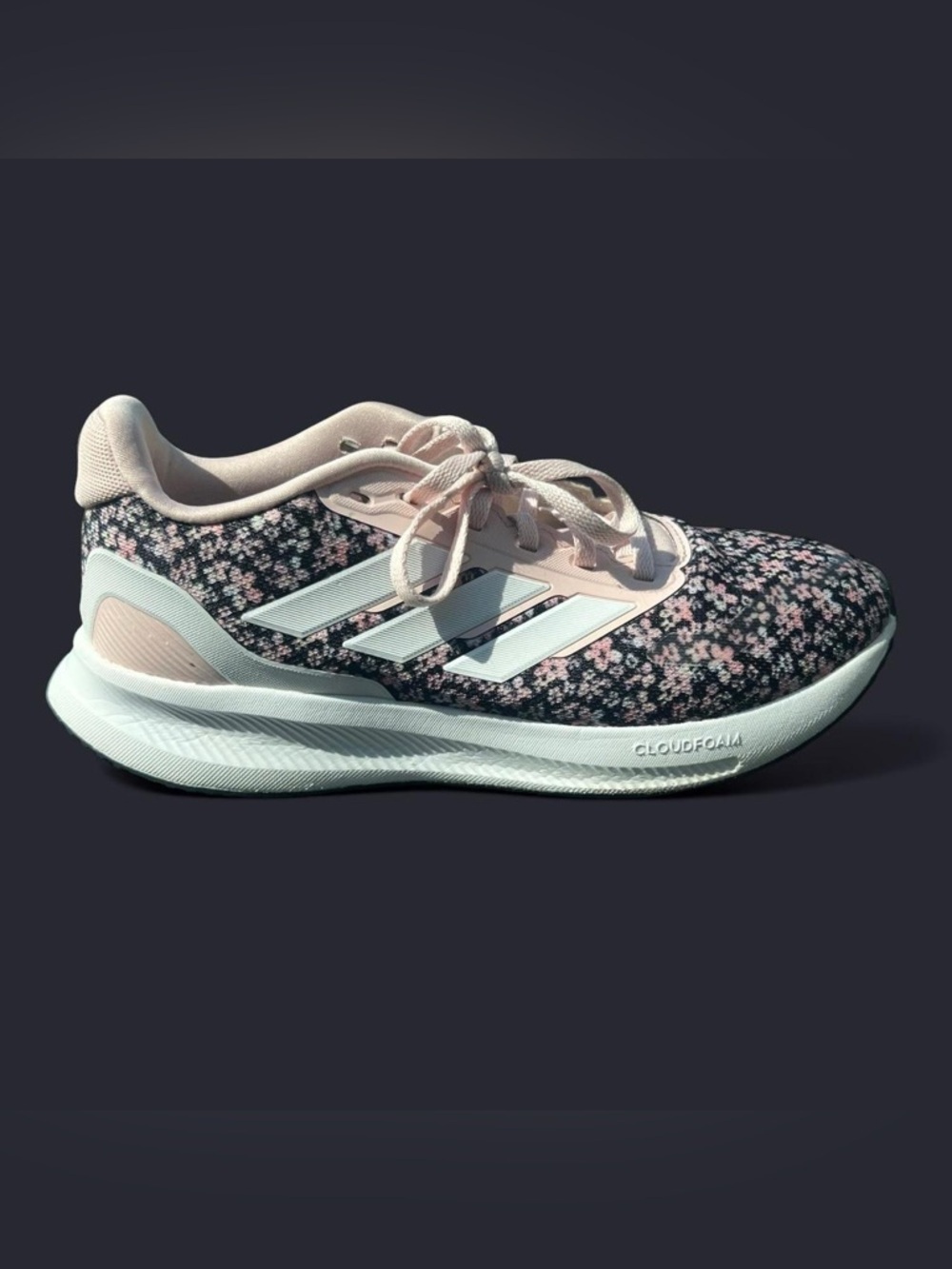 adidas girl’s Pink Floral Cloudfoam Athletic Shoe - US 5